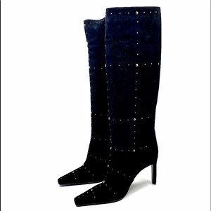 💯 Auth CASADEI Suede Studded Knee High Boots